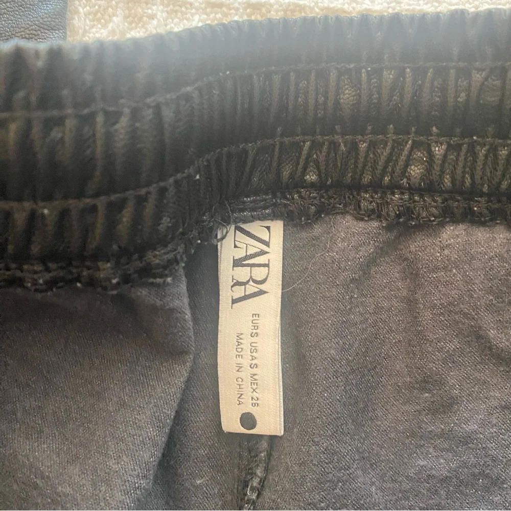 Zara black faux leather jogger size small